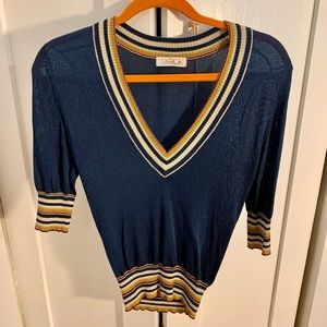 La Rok deep V neck knit top Small